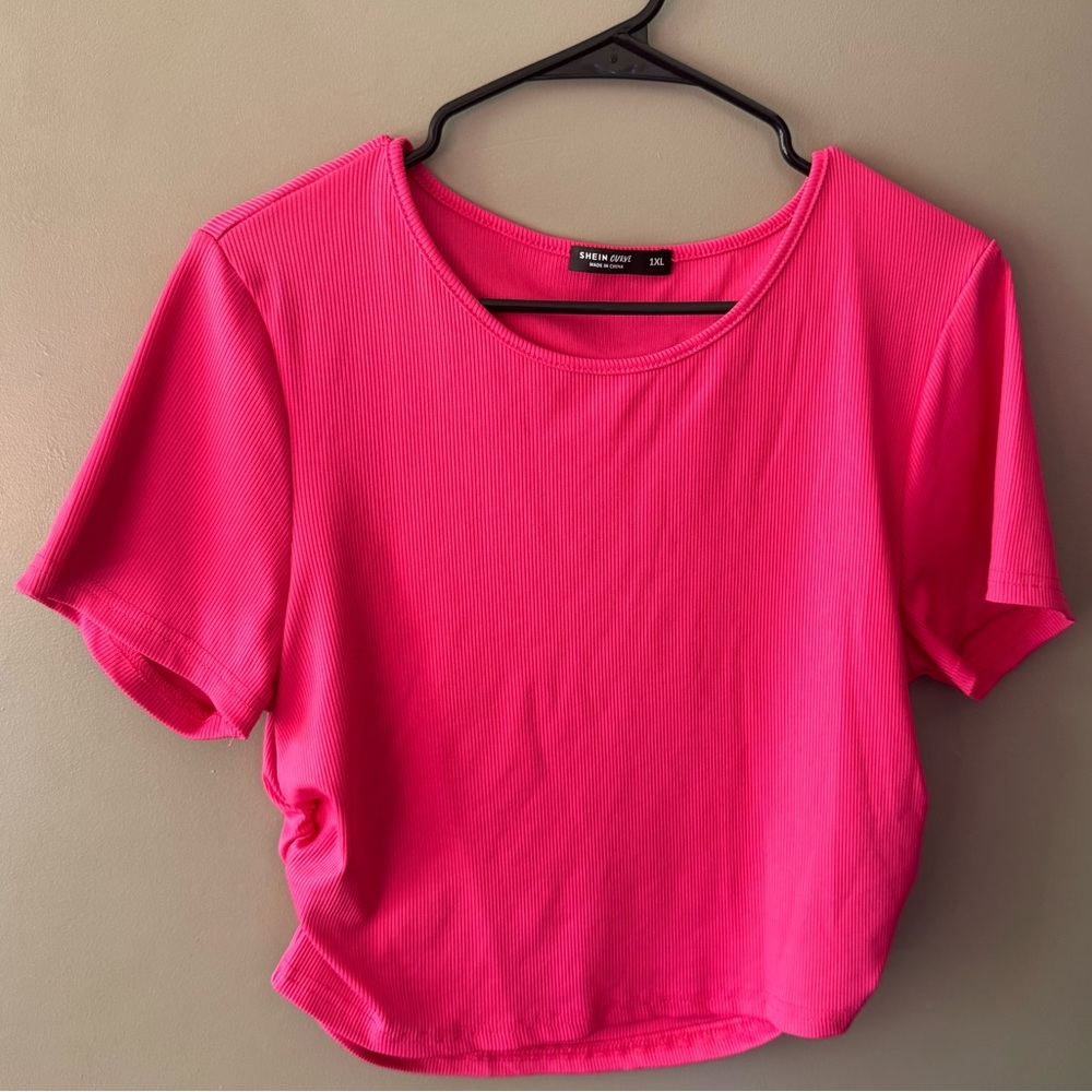 Hot Pink Ruched Crop Top